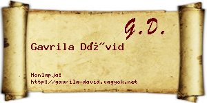 Gavrila Dávid névjegykártya
